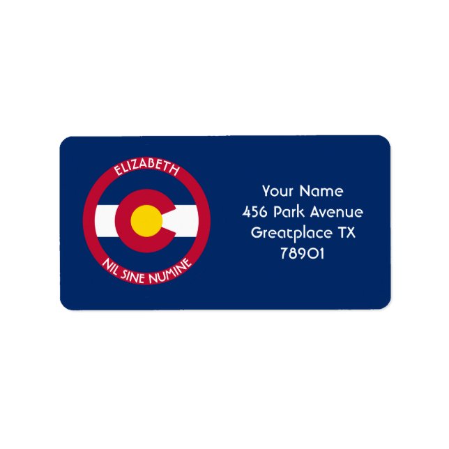 Colorado The Centennial State Personalized Flag Label (Front)