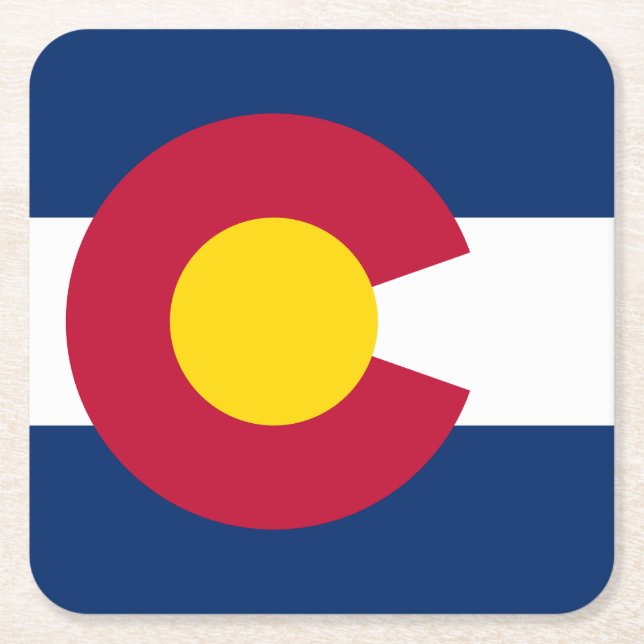 Colorado: The Centennial US State Flag Square Paper Coaster (Front)