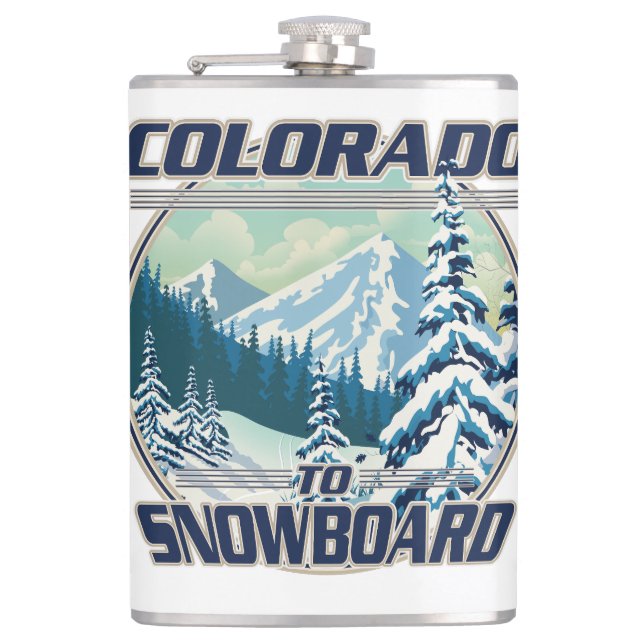 Colorado To Snowboard Hip Flask (Front)