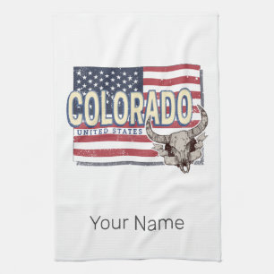 Colorado United States Retro State Map Vintage USA Kitchen Towel