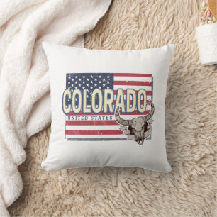Colorado United States Retro State Map Vintage USA Throw Pillow
