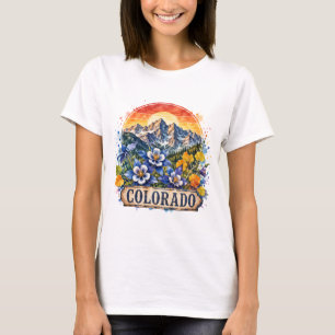 Colorado Watercolor Mountains PNG State Design T-Shirt