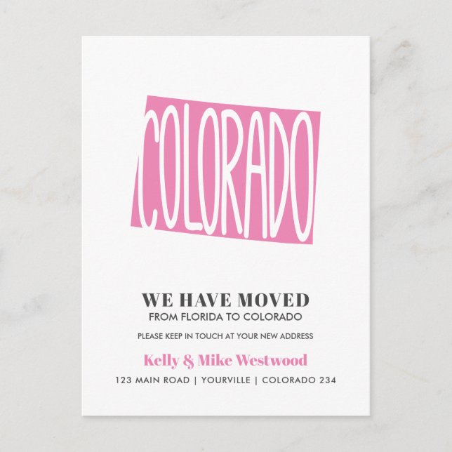 COLORADO We've moved New address New Home Postcard (Front)