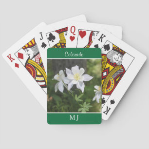 Colorado White Columbine Monogram Playing Cards