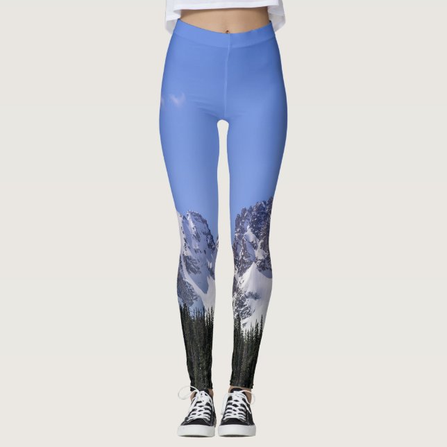 Colorado Winter Mountain Peaks Leggings (Front)
