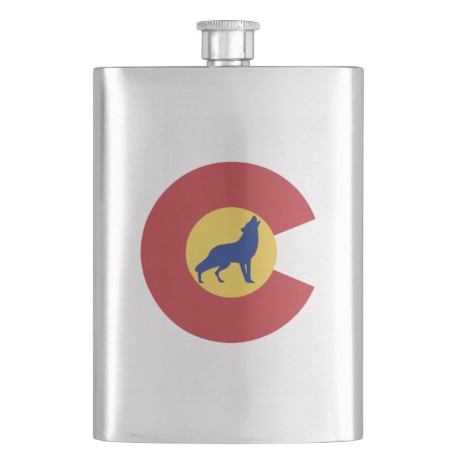 Colorado Wolf Hip Flask (Front)