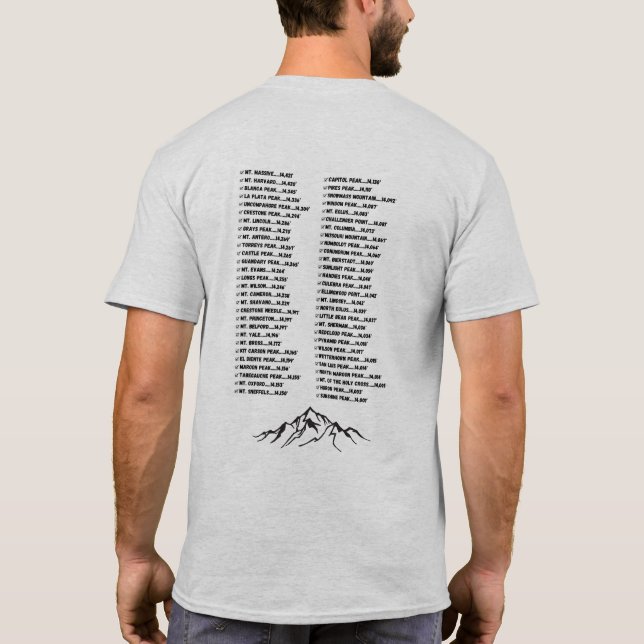 Colorado's 14ers T-Shirt - Customizable Checklist (Back)