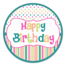 Colorant autocollants ronds d'anniversaire