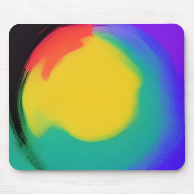 Colorball abstract art yellow green red indigo  mouse pad (Front)