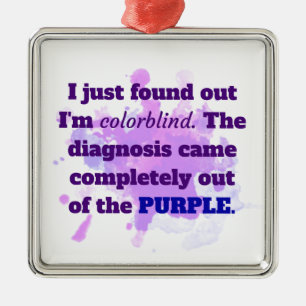 Colorblind Funny Joke Purple Blue Metal Ornament