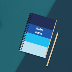 Colorblock Blue Horizontal Stripe Notebook
