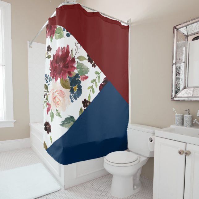 Colorblock Boho Bloom | Burgundy and Navy Pattern (In Situ)