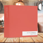 Colorblock Bold Red Modern Minimalist Simple Binder<br><div class="desc">A stylish minimalist personalized binder design with modern typography which can easily be personalised with your own name. The design features a stylish horizontal banner on a coral orange red background.</div>