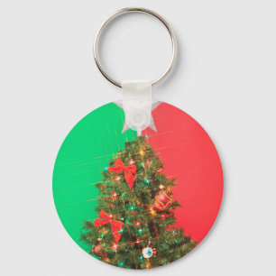 colorblock christmas tree keychain