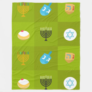 colorblock green hanukkah fleece blanket