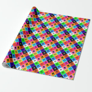 colorblock happy pi day wrapping paper