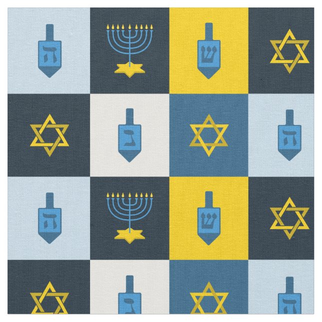 colorblock hebrew hanukkah fabric (Close Up)