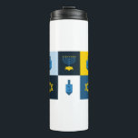 colorblock hebrew hanukkah thermal tumbler<br><div class="desc">"colorblock hebrew hanukkah ", "hanukkah menorah", "happy hanukkah", channuka, channukah, hannukah, Hanukkah, "star of david", "dreidel champion", "ugly hanukkah"</div>