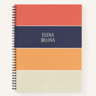 Colorblock Horizontal Stripe Coral & Gainsboro Notebook