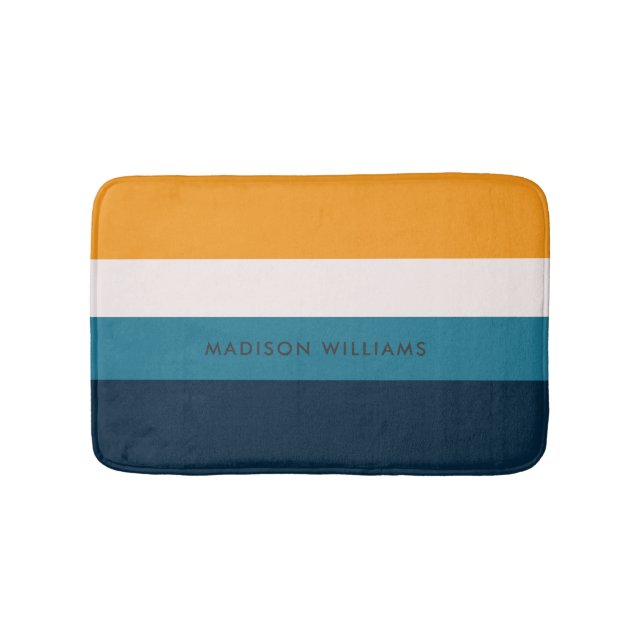 Colorblock Horizontal Stripe Minimalist   Bath Mat (Front)