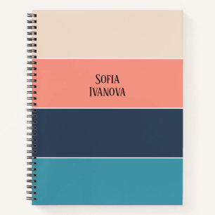 Colorblock Horizontal Stripe Pink & Blue Notebook