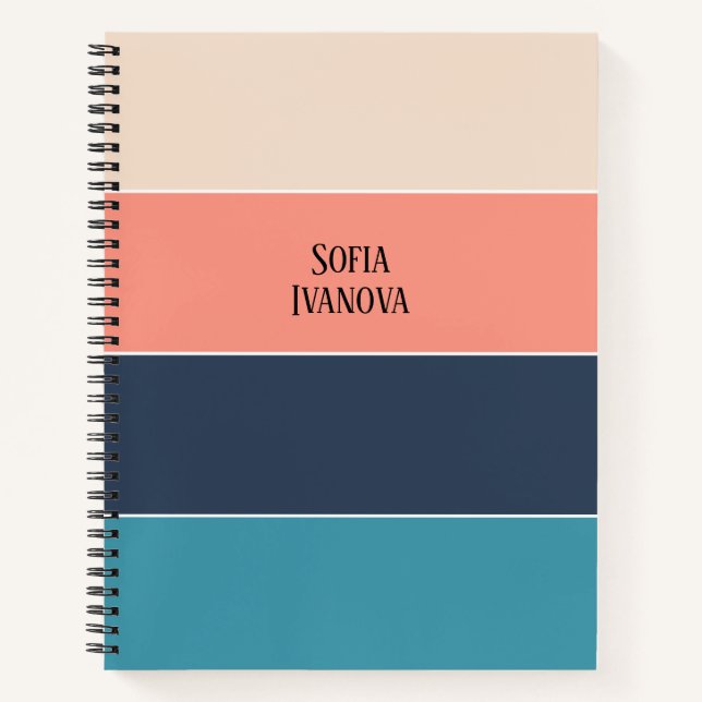 Colorblock Horizontal Stripe Pink & Blue Notebook (Front)