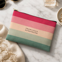 Colorblock Horizontal Stripe Pink & Green Monogram