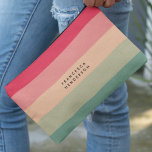 Colorblock Horizontal Stripe Pink & Green Monogram Accessory Pouch<br><div class="desc">A stylish colorblock design with 5 horizontal stripes in shades of pink,  peach and green in a modern mininmalist design style. The text can easily be customized with your name or title for the perfectly personalized gift or accessory.</div>