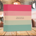 Colorblock Horizontal Stripe Pink & Green Monogram Binder<br><div class="desc">A stylish colorblock binder with 5 horizontal stripes in shades of pink,  peach and green in a modern mininmalist design style. The text can easily be customized with your name or title for the perfectly personalized gift or accessory.</div>