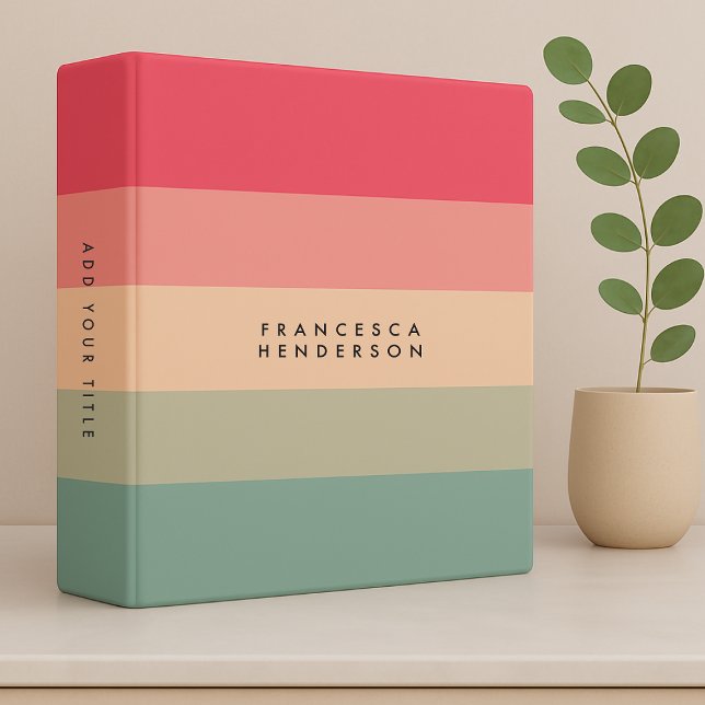 Colorblock Horizontal Stripe Pink & Green Monogram Binder (Creator Uploaded)