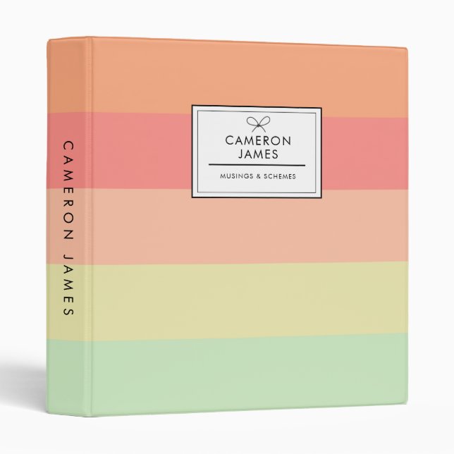 Colorblock Horizontal Stripe Pink & Green Monogram Binder (Front/Spine)
