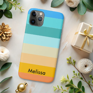 Colorblock Horizontal Stripe Pink & Green Monogram iPhone 11 Pro Case