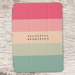 Colorblock Horizontal Stripe Pink & Green Monogram iPad Air Cover<br><div class="desc">A stylish colorblock ipad cover with 5 horizontal stripes in shades of pink,  peach and green in a modern mininmalist design style. The text can easily be customized with your name or title for the perfectly personalized gift or accessory.</div>