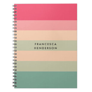 Colorblock Horizontal Stripe Pink Notebook