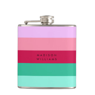 Colorblock Horizontal Stripe Viva Magenta Spring Hip Flask