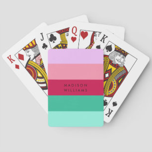 Colorblock Horizontal Stripe Viva Magenta Spring Playing Cards