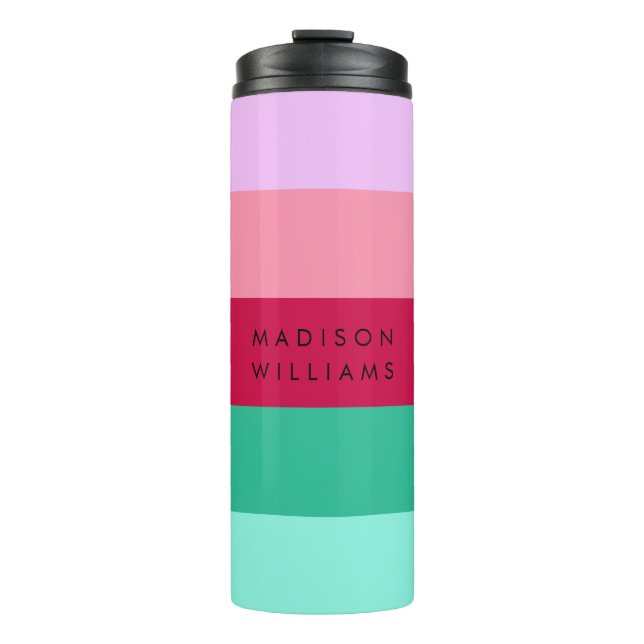Colorblock Horizontal Stripe Viva Magenta Spring Thermal Tumbler (Front)
