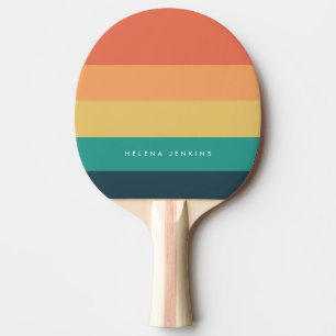 Colorblock Horizontal Striped Colorful Monogram Ping Pong Paddle