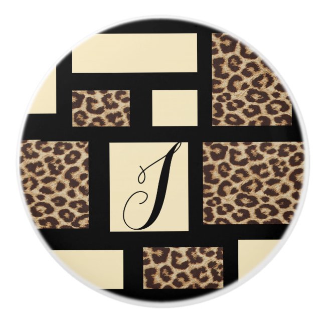 Colorblock Leopard Cheetah Print Bedroom Dresser Ceramic Knob (Front)