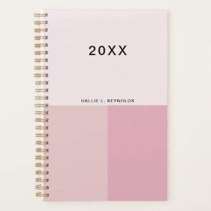 Colorblock Monogram Blush Pastel Pale Pink Planner