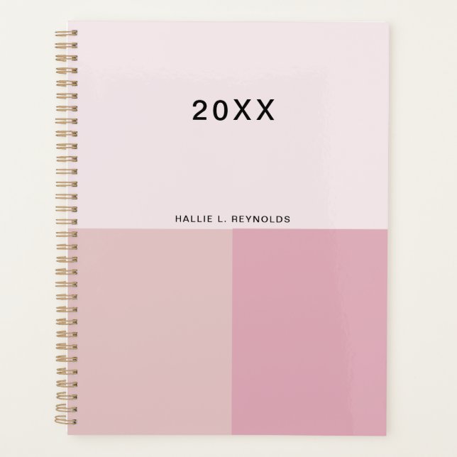 Colorblock Monogram Blush Pastel Pale Pink Planner (Front)
