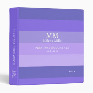 Colorblock Ombre Blue Stripe Elegantly Monogrammed Binder