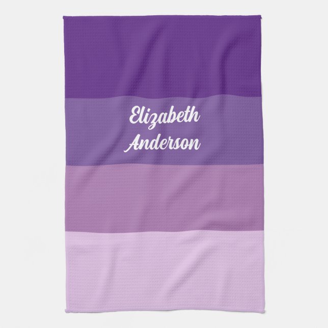 Colorblock Purple Horizontal Stripe Kitchen Towel (Vertical)