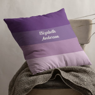 Colorblock Purple Horizontal Stripe Throw Pillow