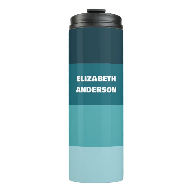 Colorblock Teal Horizontal Stripe Thermal Tumbler (Front)