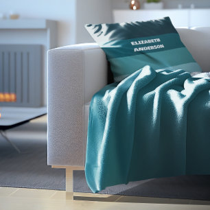 Colorblock Teal Horizontal Stripe Throw Pillow