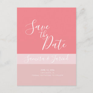 Colorblock Three Tone Pink  Save the Dates   Postcard
