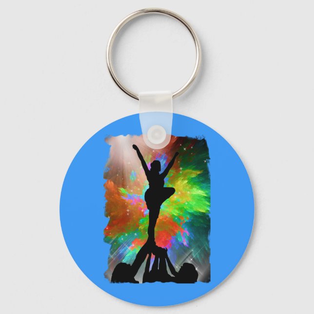 Colorburst Background with Cheerleraders Keychain (Front)