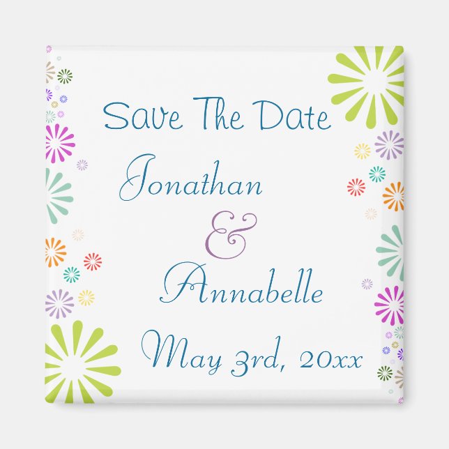 Colorbursts Save The Date Personalized Magnet (Front)