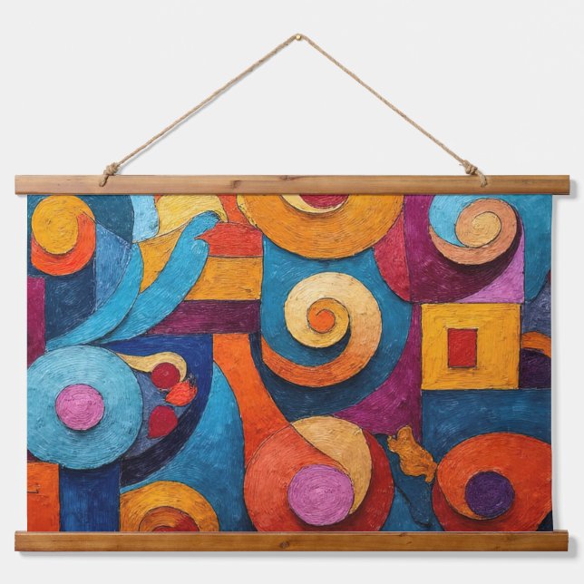 Colorcube 4 Colourful Cubism  Hanging Tapestry (Front)